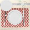 Ambesonne Valentine Place Mats Set of 4, Vibrant Red Colored Heart Shapes Tile Pattern Romantic in Love Theme Design, Washable Fabric Placemats for Dining Room Kitchen Table Decor, Ivory Dark Coral
