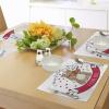 Ambesonne Valentines Day Place Mats Set of 4, Teddy Bear Violin Made Romantic Music Notes Heart I Love You, Washable Fabric Placemats for Dining Table, Standard Size, Red Brown