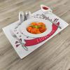 Ambesonne Valentines Day Place Mats Set of 4, Teddy Bear Violin Made Romantic Music Notes Heart I Love You, Washable Fabric Placemats for Dining Table, Standard Size, Red Brown