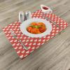 Ambesonne Valentine’s Day Place Mats Set of 4, White Hearts on Vibrant Background Love Pattern for Romantic Couples, Washable Fabric Placemats for Dining Room Kitchen Table Decor, Vermilion White