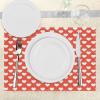 Ambesonne Valentine’s Day Place Mats Set of 4, White Hearts on Vibrant Background Love Pattern for Romantic Couples, Washable Fabric Placemats for Dining Room Kitchen Table Decor, Vermilion White