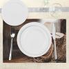 Ambesonne Western Place Mats Set of 4, American West Rodeo Hat Traditional Ranching Robe on Wooden Ground Folk Art Photo, Washable Fabric Placemats for Dining Table, Standard Size, Brown