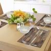 Ambesonne Wooden Print Place Mats Set of 4, Rustic Floor Planks Grungy Look Farm House Country Style Walnut Oak Grain Image, Washable Fabric Placemats for Dining Table, Standard Size, Umber