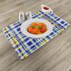 Ambesonne Yellow and Blue Place Mats Set of 4, Retro Scottish Checkered Tartan with Color Stripes Lines Pattern, Washable Fabric Placemats for Dining Table, Standard Size, Blue
