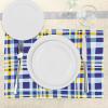 Ambesonne Yellow and Blue Place Mats Set of 4, Retro Scottish Checkered Tartan with Color Stripes Lines Pattern, Washable Fabric Placemats for Dining Table, Standard Size, Blue