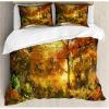 Ambesonne Christmas Duvet Cover Set, Reindeer and Snowflakes in Abstract Balls Ornament Vintage Design Paper Art Image, Decorative 3 Piece Bedding Set with 2 Pillow Shams, King Size, Beige(Orange Yellow)