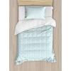 Ambesonne Christmas Duvet Cover Set, Reindeer and Snowflakes in Abstract Balls Ornament Vintage Design Paper Art Image, Decorative 3 Piece Bedding Set with 2 Pillow Shams, King Size, Beige(Pale Blue White)