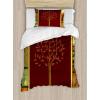 Ambesonne Christmas Duvet Cover Set, Reindeer and Snowflakes in Abstract Balls Ornament Vintage Design Paper Art Image, Decorative 3 Piece Bedding Set with 2 Pillow Shams, King Size, Beige(Brown Green)