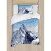 Ambesonne Christmas Duvet Cover Set, Reindeer and Snowflakes in Abstract Balls Ornament Vintage Design Paper Art Image, Decorative 3 Piece Bedding Set with 2 Pillow Shams, King Size, Beige(Blue and White)