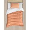 Ambesonne Christmas Duvet Cover Set, Reindeer and Snowflakes in Abstract Balls Ornament Vintage Design Paper Art Image, Decorative 3 Piece Bedding Set with 2 Pillow Shams, King Size, Beige(Orange White)