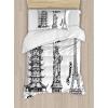 Ambesonne Christmas Duvet Cover Set, Reindeer and Snowflakes in Abstract Balls Ornament Vintage Design Paper Art Image, Decorative 3 Piece Bedding Set with 2 Pillow Shams, King Size, Beige(White Black)