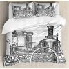 Ambesonne Christmas Duvet Cover Set, Reindeer and Snowflakes in Abstract Balls Ornament Vintage Design Paper Art Image, Decorative 3 Piece Bedding Set with 2 Pillow Shams, King Size, Beige(Charcoal Grey White)