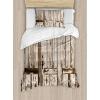 Ambesonne Christmas Duvet Cover Set, Reindeer and Snowflakes in Abstract Balls Ornament Vintage Design Paper Art Image, Decorative 3 Piece Bedding Set with 2 Pillow Shams, King Size, Beige(Brown White)