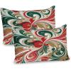 Ambesonne Christmas Pillow Sham Set of 2, Abstract Winter Feel Marble Print Art with Curling Lines Xmas Modern, Quality Microfiber Bedding Item for All Seasons, 26″ x 20″, Dark Pink Green Ivory