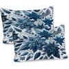 Ambesonne Christmas Pillow Sham Set of 2, Monochromatic Poinsettia Flowers Xmas Theme Illustration Print, Quality Microfiber Bedding Item for All Seasons, 36″ x 20″, Night Blue and Dark Sky Blue