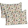 Ambesonne Christmas Pillow Sham Set of 2, Whimsical Colorful Xmas Stockings Falling Snowflakes Illustration, Quality Microfiber Bedding Item for All Seasons, 26″ x 20″, Dark Coral Teal Blue Grey