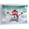 Ambesonne Christmas Pillow Sham, Snow Covered Mountain with Fir Trees and Skiing Snowman Fun Holiday Activity, Decorative Standard King Size Printed Pillowcase, 36″ X 20″, White Teal