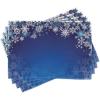 Ambesonne Christmas Place Mats Set of 4, Ornamental White Snowflakes in Various Styles Cold Winter Season, Washable Fabric Placemats for Dining Table, Standard Size, Blue Navy