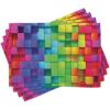 Ambesonne Colorful Place Mats Set of 4, Rainbow Colored Contour Display Futuristic Block Brick-Like Geometric Artisan, Washable Fabric Placemats for Dining Table, Standard Size, Rainbow Colors
