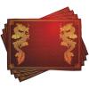 Ambesonne Dragon Place Mats Set of 4, Chinese Heritage Historical Eastern Motif Creature Design, Washable Fabric Placemats for Dining Table, Standard Size, Orange Yellow