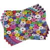 Ambesonne Flower Place Mats Set of 4, Floral Vivid Pattern with Colorful Flowers Daisies Wildflowers Cheerful Natural, Washable Fabric Placemats for Dining Table, Standard Size, Purple Black