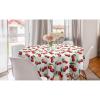 Ambesonne Fruit Round Tablecloth, Cherry Design Fresh Berry Fruit Summer Green Garden Macro Digital Print, Circle Table Cloth Cover for Dining Room Kitchen Decoration, 60″, Red Green White