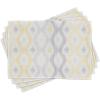 Ambesonne Grey and Yellow Place Mats Set of 4, Sketchy Hand Drawn Abstract Chain Like Design, Washable Fabric Placemats for Dining Table, Standard Size, Grey Yellow