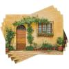 Ambesonne Italy Place Mats Set of 4, Porch Different Flowers Pots Fresh Plants City Life in Tuscany Europe, Washable Fabric Placemats for Dining Table, Standard Size, Green Brown