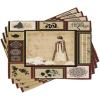 Ambesonne Japanese Place Mats Set of 4, Girl in Traditional Dress and Cultural Patterns Ornaments Antique Eastern Collage, Washable Fabric Placemats for Dining Table, Standard Size, Brown Cream