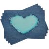 Ambesonne Navy and Teal Place Mats Set of 4, Ripped Themed Image Heart Shapes Lover Romance Valentines Day, Washable Fabric Placemats for Dining Table, Standard Size, Navy Blue and Seafoam