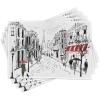 Ambesonne Paris Place Mats Set of 4, Old French Pedestrians Stores Trees and The Silhouette of Eifffel Urban Illustration, Washable Fabric Placemats for Dining Table, Standard Size, Gray White