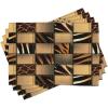 Ambesonne Safari Place Mats Set of 4, Jeans Denim Patchwork in Safari Style Wilderness Design Art Print, Washable Fabric Placemats for Dining Table, Standard Size, Brown Black