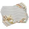 Ambesonne Starfish Place Mats Set of 8, Seacoast with Sand with Colorful Various Seashells Tropics Aquatic Wildlife Theme, Washable Fabric Placemats for Dining Table, Placemat 8 pcs, White Coral