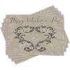 Ambesonne Taupe Place Mats Set of 4, Happy Valentine’s Day Hand Writing Laurel Leaves Forming a Heart Victorian, Washable Fabric Placemats for Dining Table, Standard Size, Taupe Tan