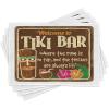 Ambesonne Tiki Bar Place Mats Set of 4, Aged Old Frame Sign of Inspirational Words Leisure Travel Print, Washable Fabric Placemats for Dining Table, Standard Size, Brown Cream