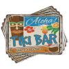 Ambesonne Tiki Bar Place Mats Set of 4, Rusty Vintage Sign Aloha Exotic Cocktails and Coconut Drink Antique Nostalgic, Washable Fabric Placemats for Dining Table, Standard Size, Blue and Brown