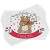 Ambesonne Valentines Day Place Mats Set of 4, Teddy Bear Violin Made Romantic Music Notes Heart I Love You, Washable Fabric Placemats for Dining Table, Standard Size, Red Brown