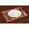 Ambesonne Vintage Place Mats Set of 4, Romantic Red Rose Blooms with Sketches Classical Valentines Day Inspired, Washable Fabric Placemats for Dining Table, Standard Size, Red Khaki Sand Brown