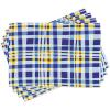 Ambesonne Yellow and Blue Place Mats Set of 4, Retro Scottish Checkered Tartan with Color Stripes Lines Pattern, Washable Fabric Placemats for Dining Table, Standard Size, Blue