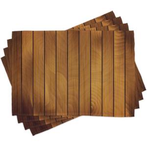 Ambesonne Brown Place Mats Set of 4, Wooden Plank Texture Tree Timber Floor Vintage Style Natural Illustration, Washable Fabric Placemats for Dining Table, Standard Size, Dark Brown