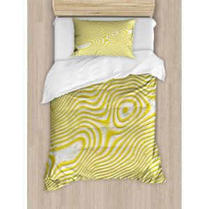 Ambesonne Christmas Duvet Cover Set, Reindeer and Snowflakes in Abstract Balls Ornament Vintage Design Paper Art Image, Decorative 3 Piece Bedding Set with 2 Pillow Shams, King Size, Beige(Yellow White)