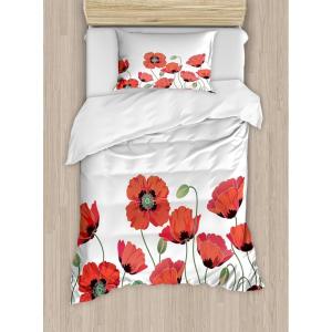 Ambesonne Christmas Duvet Cover Set, Reindeer and Snowflakes in Abstract Balls Ornament Vintage Design Paper Art Image, Decorative 3 Piece Bedding Set with 2 Pillow Shams, King Size, Beige(Orange Green)