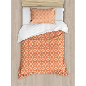 Ambesonne Christmas Duvet Cover Set, Reindeer and Snowflakes in Abstract Balls Ornament Vintage Design Paper Art Image, Decorative 3 Piece Bedding Set with 2 Pillow Shams, King Size, Beige(Orange White)