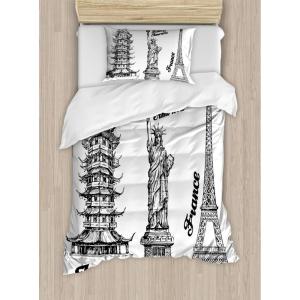 Ambesonne Christmas Duvet Cover Set, Reindeer and Snowflakes in Abstract Balls Ornament Vintage Design Paper Art Image, Decorative 3 Piece Bedding Set with 2 Pillow Shams, King Size, Beige(White Black)