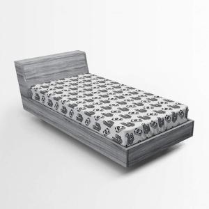 Ambesonne Christmas Fitted Sheet, Merry Christmas Lettering on an Abstract Modern Snowflake Dot Pattern, Soft Decorative Fabric Bedding All-Round Elastic Pocket, Queen Size, Charcoal Beige(Black)