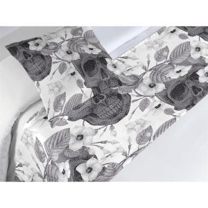 Ambesonne Christmas Floral Bed Runner Set, Simple Design Botany Pattern Winter Rabbits Snowflakes Circles, Decorative Bedding Scarf and a Pillow Sham for Hotels Homes, Twin, Dark Sea Green White(Dark Grey White)