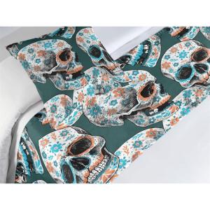 Ambesonne Christmas Floral Bed Runner Set, Simple Design Botany Pattern Winter Rabbits Snowflakes Circles, Decorative Bedding Scarf and a Pillow Sham for Hotels Homes, Twin, Dark Sea Green White(Dark Teal Salmon and Sea Blue)