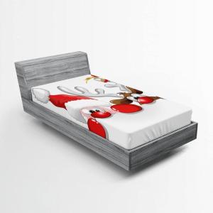 Ambesonne Eggplant Fitted Sheet, Christmas Inspired Flowers Snowflakes and Swirls in a Violet Delicate Environment, Soft Decorative Fabric Bedding All-Round Elastic Pocket, Twin Size, Violet White(Vermilion Caramel)