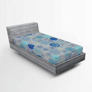 Ambesonne Eggplant Fitted Sheet, Christmas Inspired Flowers Snowflakes and Swirls in a Violet Delicate Environment, Soft Decorative Fabric Bedding All-Round Elastic Pocket, Twin Size, Violet White(Beige Blue)