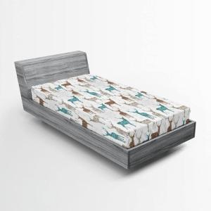 Ambesonne Eggplant Fitted Sheet, Christmas Inspired Flowers Snowflakes and Swirls in a Violet Delicate Environment, Soft Decorative Fabric Bedding All-Round Elastic Pocket, Twin Size, Violet White(Turquoise Beige)